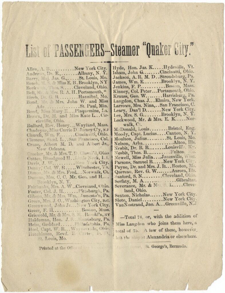 From the copy of the list owned by the Shapell Manuscript Foundation, used with permission.